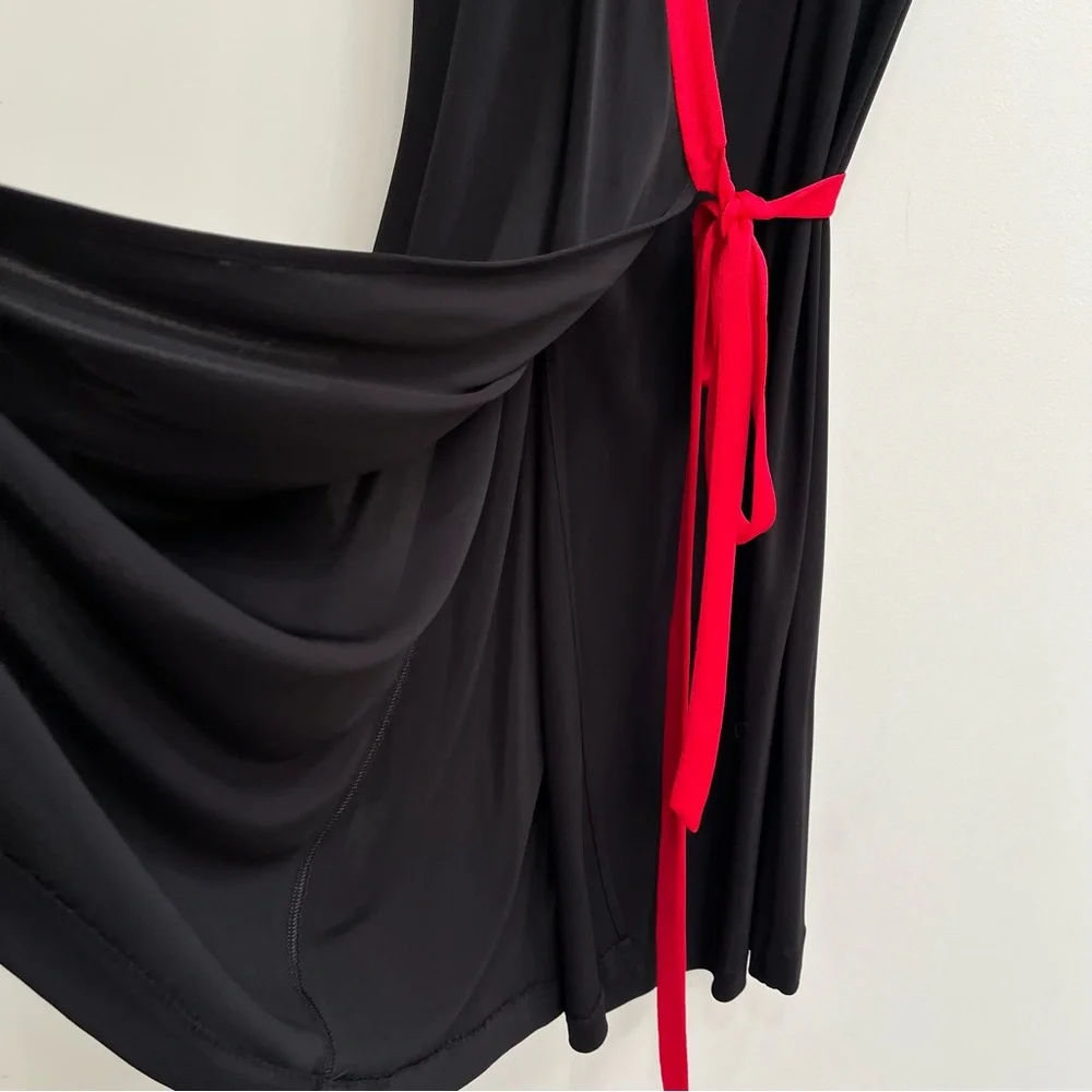 Diane von Furstenberg DVF Valena True Wrap Dress Sleeveless Black Red Trim 10 - Picture 6 of 14